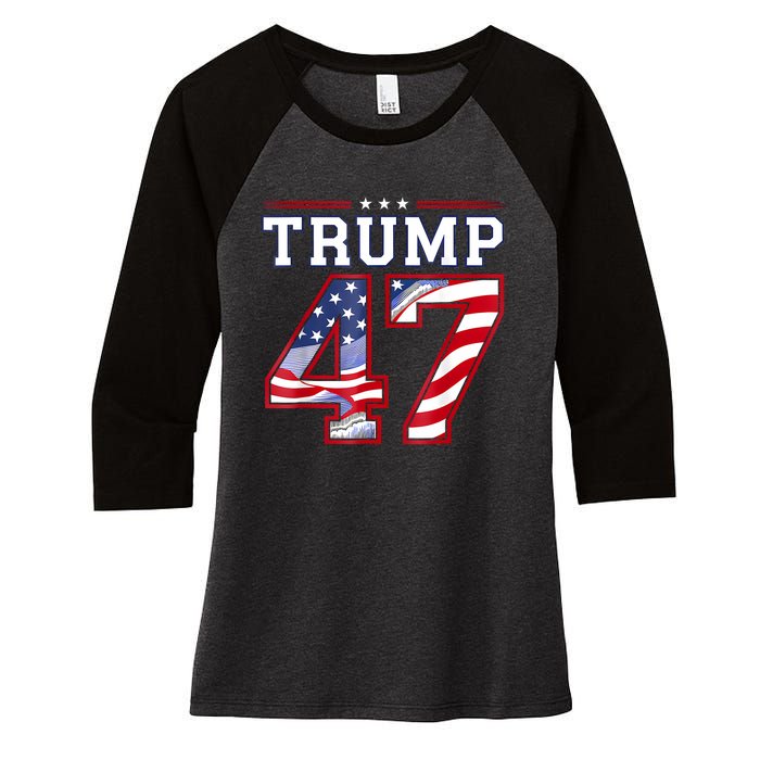 President Donald Trump Inauguration Day 2025 Usa Flag Women's Tri-Blend 3/4-Sleeve Raglan Shirt