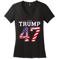 President Donald Trump Inauguration Day 2025 Usa Flag Women's V-Neck T-Shirt