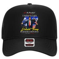 President Donald Trump Inauguration Day 2025 47th Usa Flag High Crown Mesh Back Trucker Hat