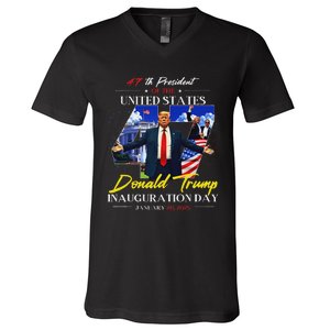 President Donald Trump Inauguration Day 2025 47th Usa Flag V-Neck T-Shirt