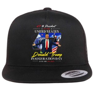 President Donald Trump Inauguration Day 2025 47th Usa Flag Flat Bill Trucker Hat