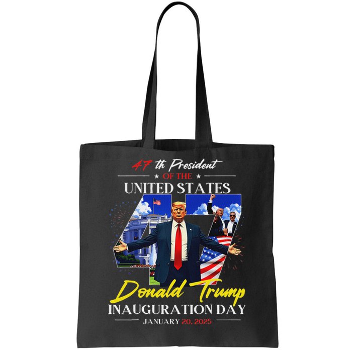 President Donald Trump Inauguration Day 2025 47th Usa Flag Tote Bag