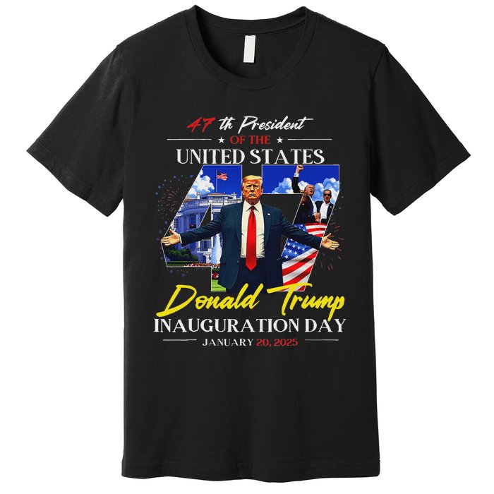 President Donald Trump Inauguration Day 2025 47th Usa Flag Premium T-Shirt