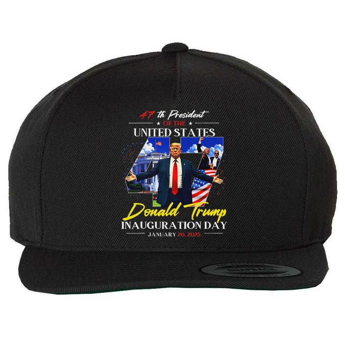 President Donald Trump Inauguration Day 2025 47th Usa Flag Wool Snapback Cap