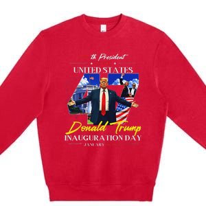 President Donald Trump Inauguration Day 2025 47th Usa Flag Premium Crewneck Sweatshirt