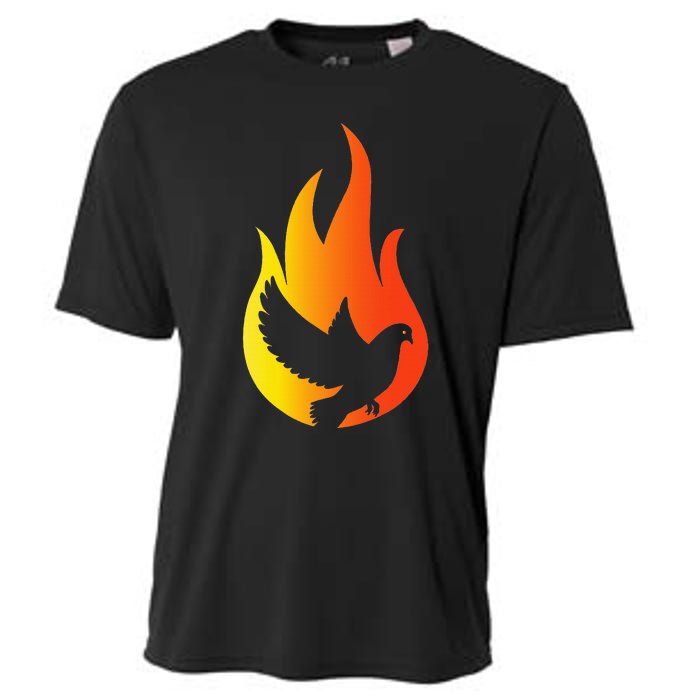 Pentecost Doves Tongues Fire Flame Holy Spirit Catholic Cooling Performance Crew T-Shirt