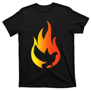 Pentecost Doves Tongues Fire Flame Holy Spirit Catholic T-Shirt