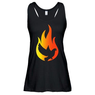 Pentecost Doves Tongues Fire Flame Holy Spirit Catholic Ladies Essential Flowy Tank