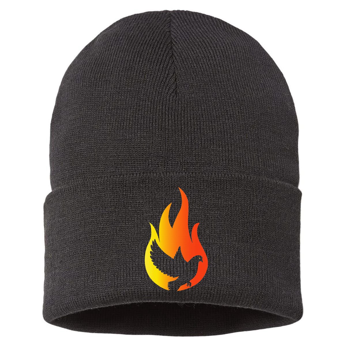 Pentecost Doves Tongues Fire Flame Holy Spirit Catholic Sustainable Knit Beanie