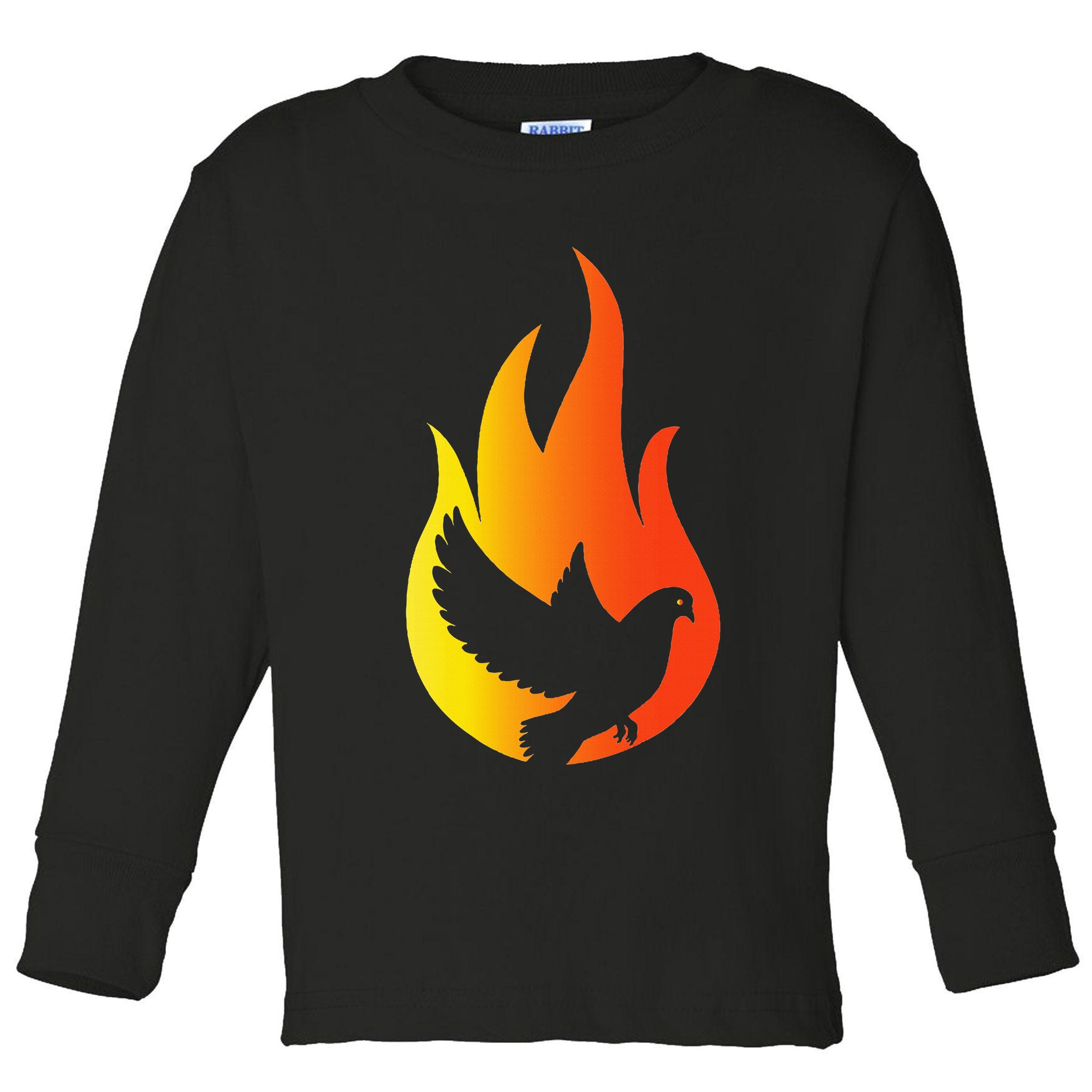 Pentecost Doves Tongues Fire Flame Holy Spirit Catholic Toddler Long Sleeve Shirt