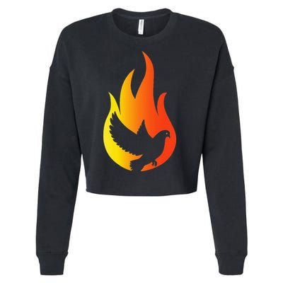 Pentecost Doves Tongues Fire Flame Holy Spirit Catholic Cropped Pullover Crew