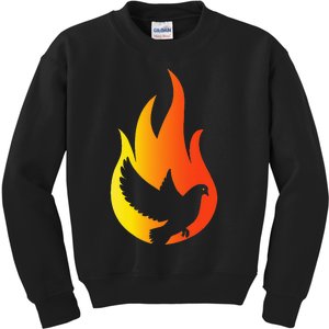 Pentecost Doves Tongues Fire Flame Holy Spirit Catholic Kids Sweatshirt