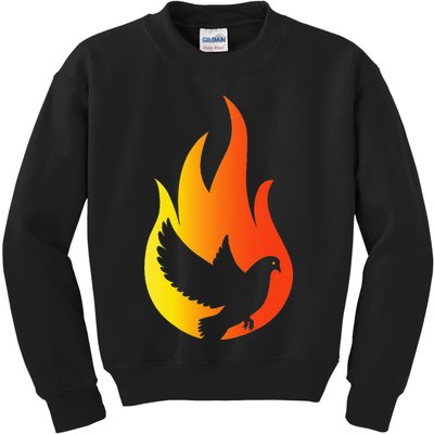 Pentecost Doves Tongues Fire Flame Holy Spirit Catholic Kids Sweatshirt