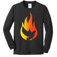 Pentecost Doves Tongues Fire Flame Holy Spirit Catholic Kids Long Sleeve Shirt