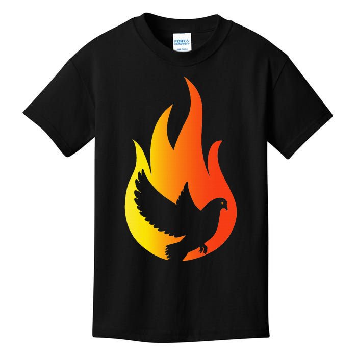 Pentecost Doves Tongues Fire Flame Holy Spirit Catholic Kids T-Shirt