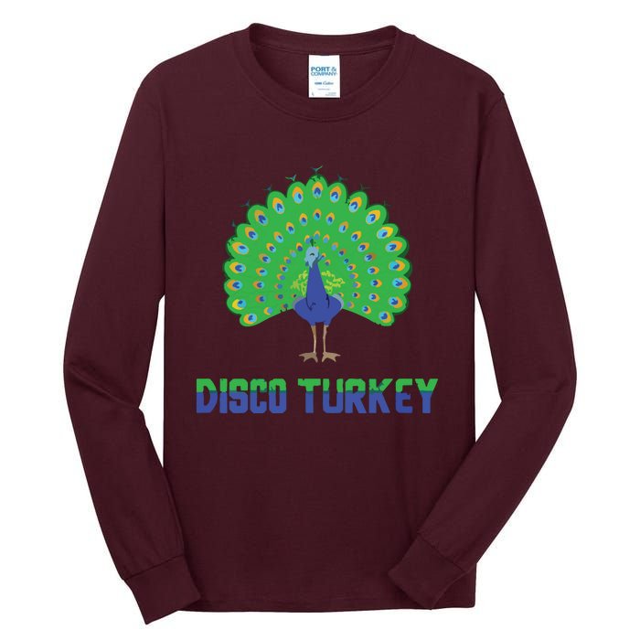 Peacock Disco Turkey Vintage Funny Animal Pun Tall Long Sleeve T-Shirt