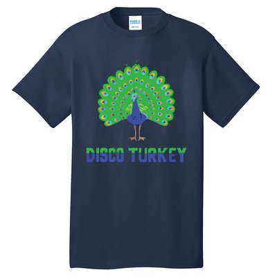 Peacock Disco Turkey Vintage Funny Animal Pun Tall T-Shirt