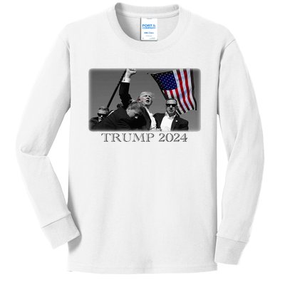 President Donald Trump 2024 Failed Attempt Usa Patriotic Kids Long Sleeve Shirt