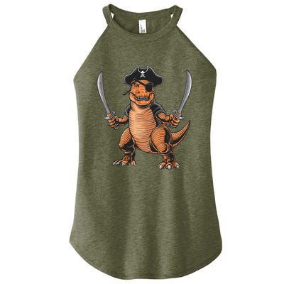 Pirate Dinosaur T Rex Funny Halloween Tyrannosaurus Costume Women’s Perfect Tri Rocker Tank