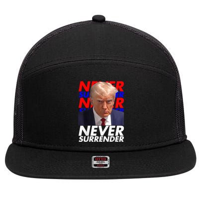 President Donald Trump 2024 Never Surrender Fingerprint USA 7 Panel Mesh Trucker Snapback Hat