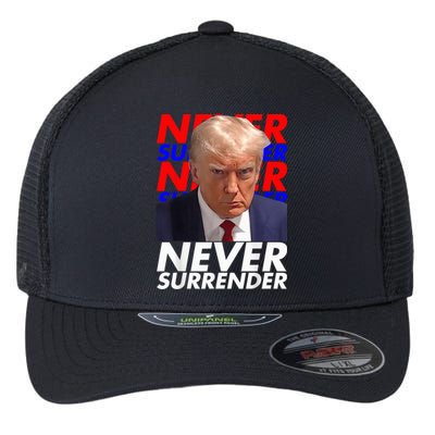 President Donald Trump 2024 Never Surrender Fingerprint USA Flexfit Unipanel Trucker Cap