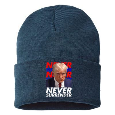 President Donald Trump 2024 Never Surrender Fingerprint USA Sustainable Knit Beanie