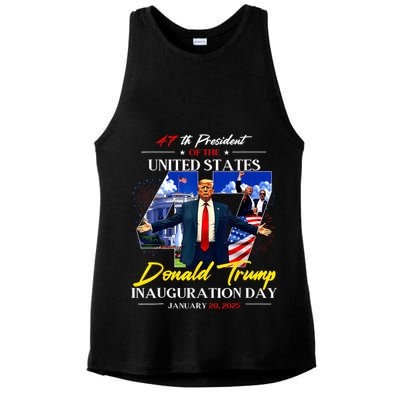 President Donald Trump Inauguration Day 2025 Photo Memorabilia Ladies PosiCharge Tri-Blend Wicking Tank