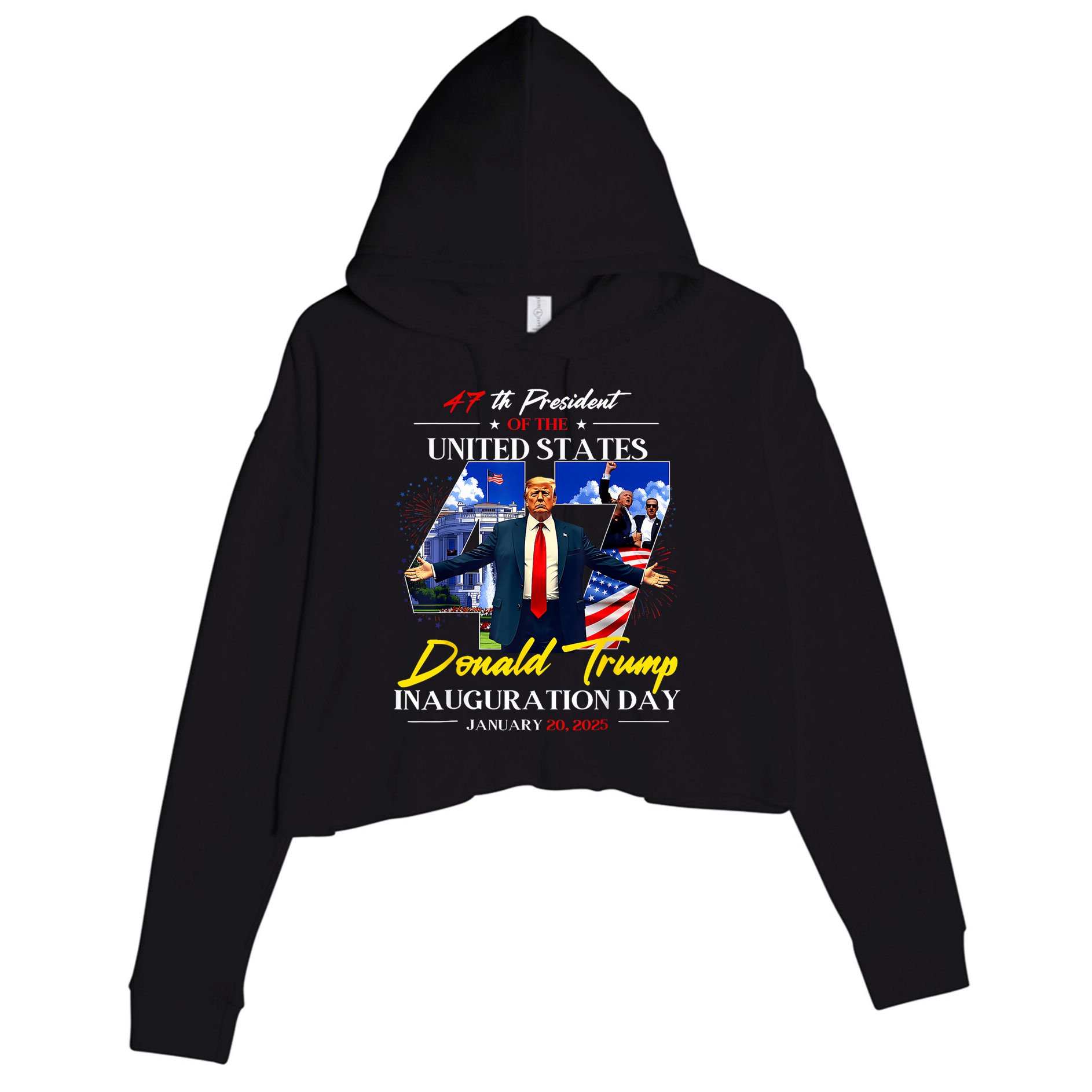 President Donald Trump Inauguration Day 2025 Photo Memorabilia Crop Fleece Hoodie