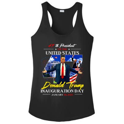 President Donald Trump Inauguration Day 2025 Photo Memorabilia Ladies PosiCharge Competitor Racerback Tank