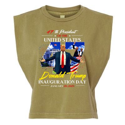 President Donald Trump Inauguration Day 2025 Photo Memorabilia Garment-Dyed Women's Muscle Tee