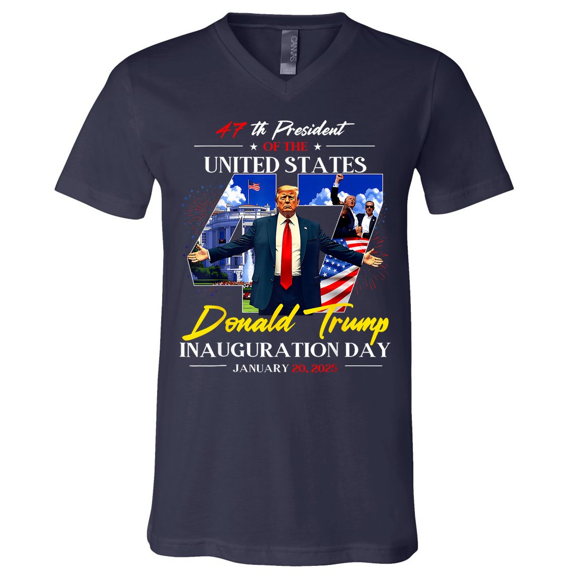 President Donald Trump Inauguration Day 2025 Photo Memorabilia V-Neck T-Shirt
