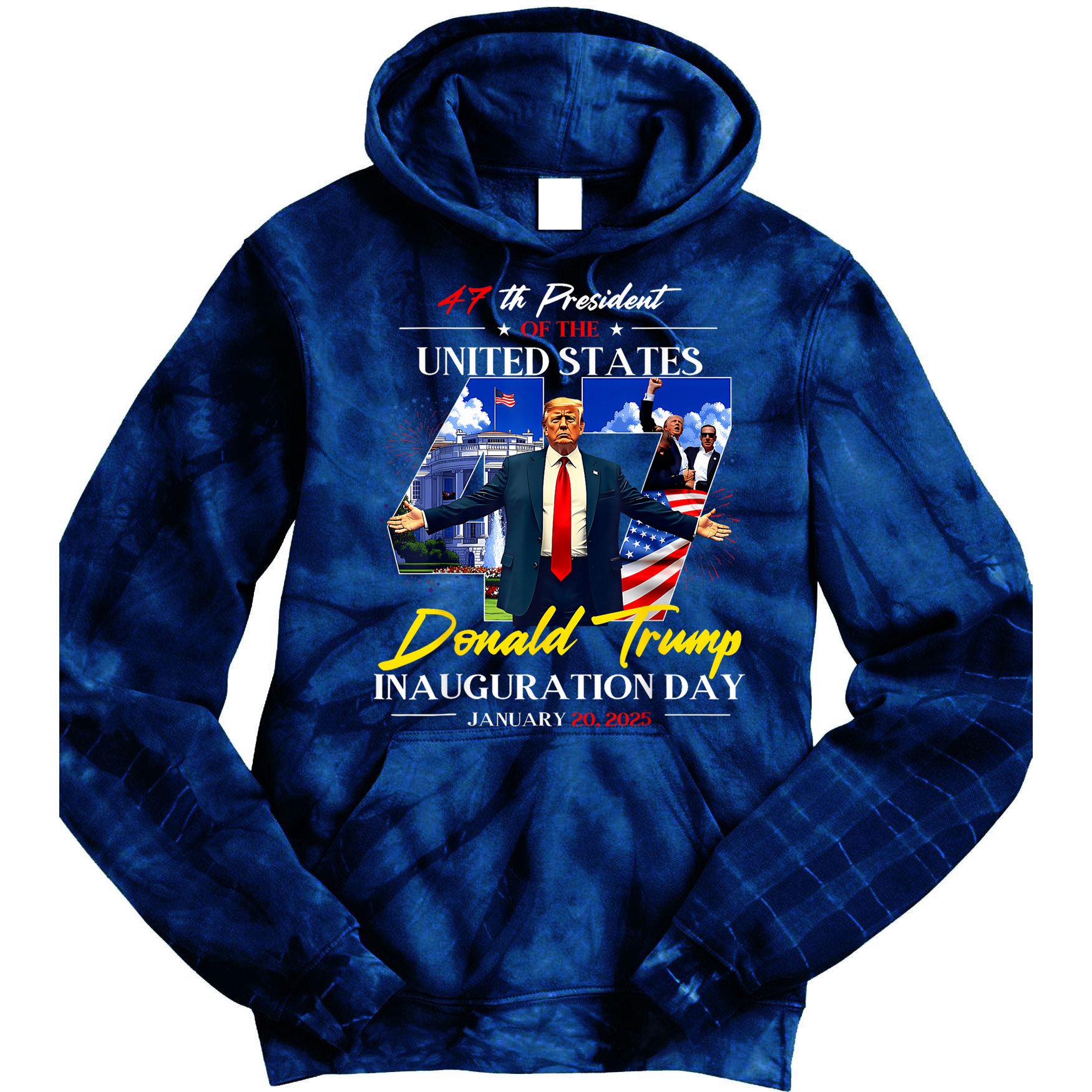 President Donald Trump Inauguration Day 2025 Photo Memorabilia Tie Dye Hoodie
