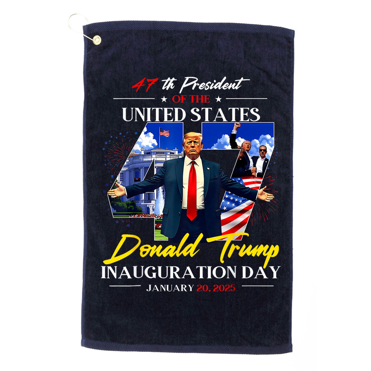 President Donald Trump Inauguration Day 2025 Photo Memorabilia Golf Towel