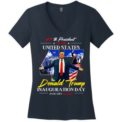 President Donald Trump Inauguration Day 2025 Photo Memorabilia Women's V-Neck T-Shirt