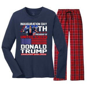 President Donald Trump Inauguration Day 2025 Memorabilia Women's Long Sleeve Flannel Pajama Set 