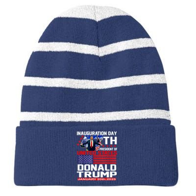 President Donald Trump Inauguration Day 2025 Memorabilia Striped Beanie with Solid Band