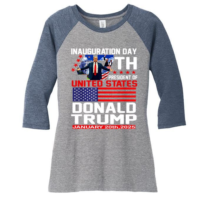 President Donald Trump Inauguration Day 2025 Memorabilia Women's Tri-Blend 3/4-Sleeve Raglan Shirt