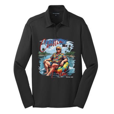 President Donald Trump Chillin Like A Felon Summer 2024 Silk Touch Performance Long Sleeve Polo