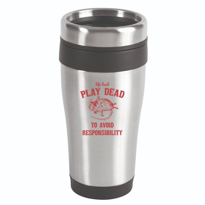 Play Dead To Avoid Responsibility Retro 16oz Travel Tumbler