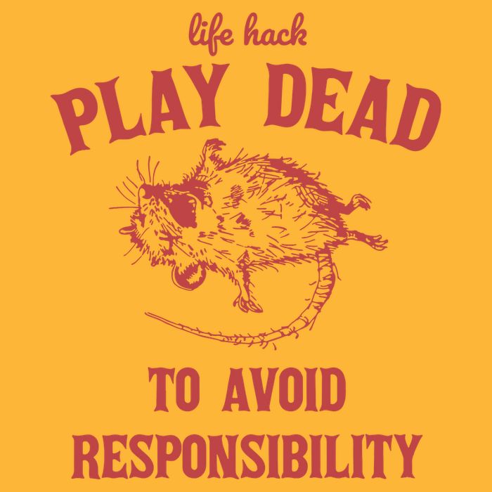 Play Dead To Avoid Responsibility Retro Pom Pom 12in Knit Beanie