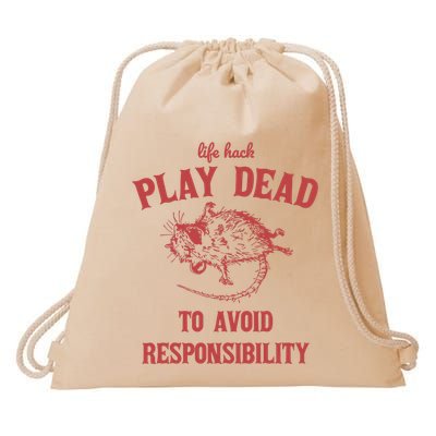 Play Dead To Avoid Responsibility Retro Drawstring Bag
