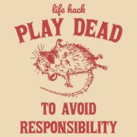 Play Dead To Avoid Responsibility Retro Drawstring Bag
