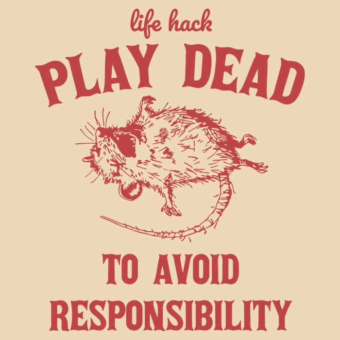 Play Dead To Avoid Responsibility Retro Drawstring Bag