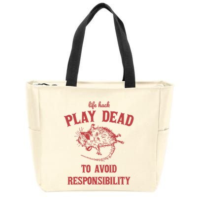Play Dead To Avoid Responsibility Retro Zip Tote Bag