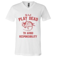 Play Dead To Avoid Responsibility Retro V-Neck T-Shirt