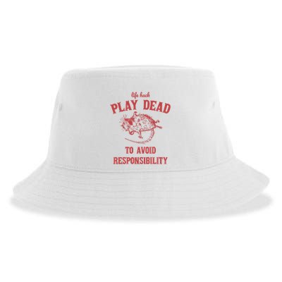 Play Dead To Avoid Responsibility Retro Sustainable Bucket Hat