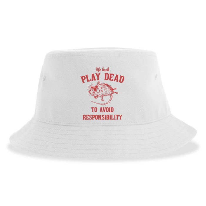 Play Dead To Avoid Responsibility Retro Sustainable Bucket Hat