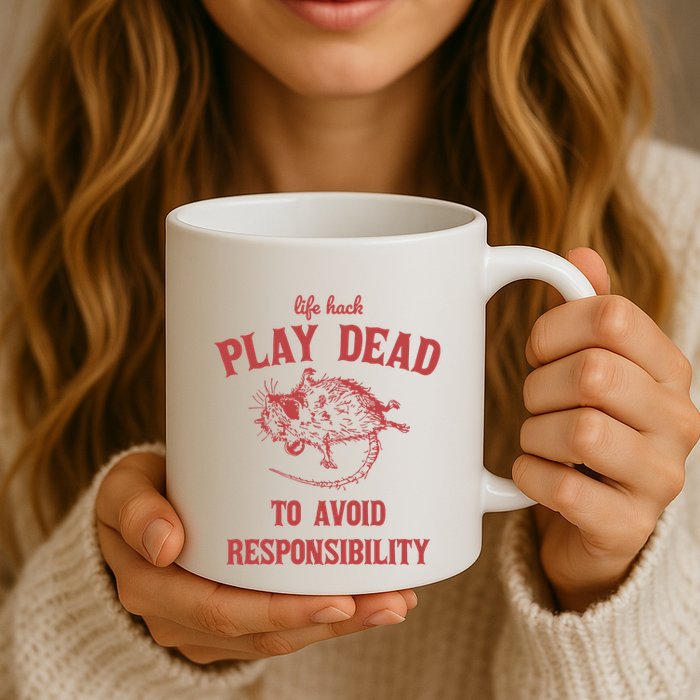 Play Dead To Avoid Responsibility Retro Mug