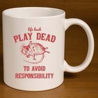 Play Dead To Avoid Responsibility Retro 11oz C Handle Ceramic Mug