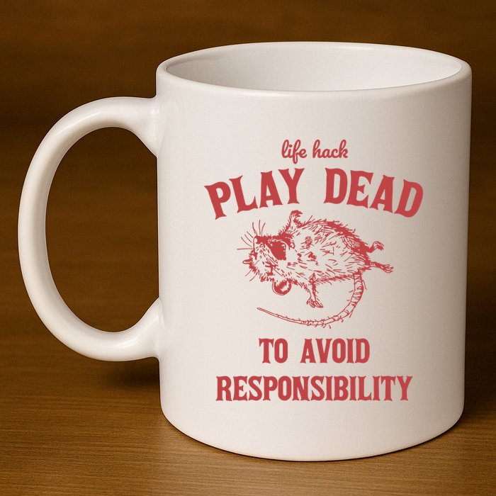 Play Dead To Avoid Responsibility Retro 11oz C Handle Ceramic Mug